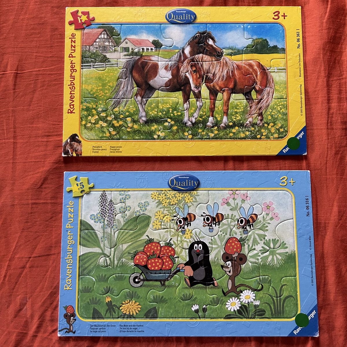 Puzzle: 2 Ravensburger Puzzle, Pony & Maulwurf, ab 3J. – Usato da Visp venduto da miflo-1