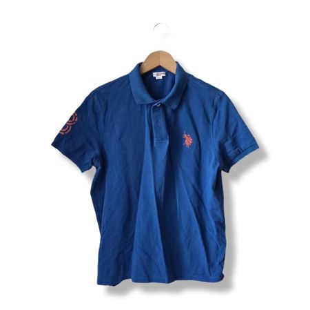 Polo bleu homme U.S. POLO ASSN taille L logo orange