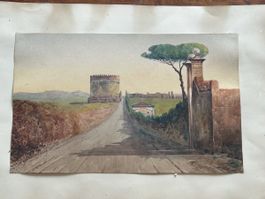Aquarell Rom Via Appia Landschaft Italien