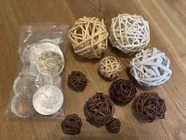 Deko-Bälle Rattan, Deko-Set Sommer - Hängedeko Boho 