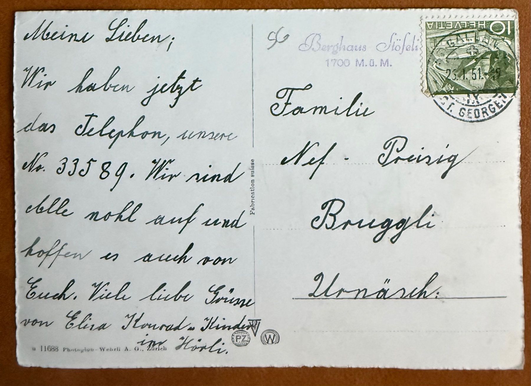 Cartoline postali: Stöfeli - Schafberg - Berghaus 1951 – Usato da Lutry venduto da Ediego 1