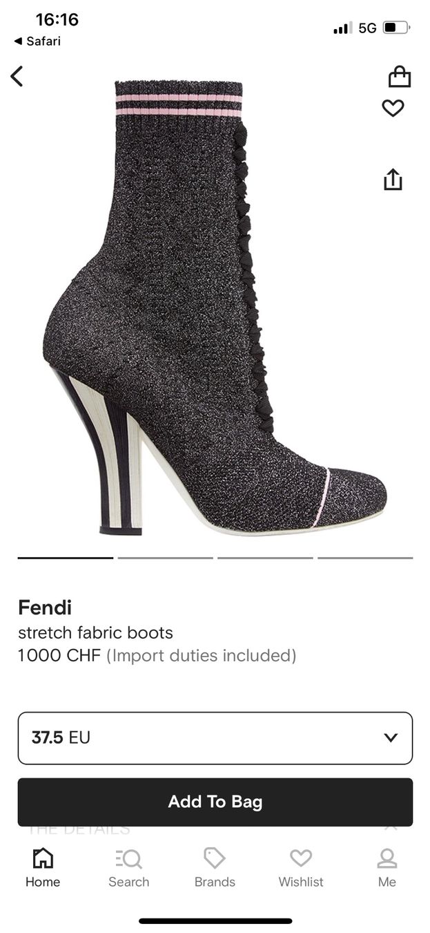 Fendi Scarpe da donna: Fendi - Black Metallic Stretch-knit Booties – Usato da Zollikon venduto da snowflake10-