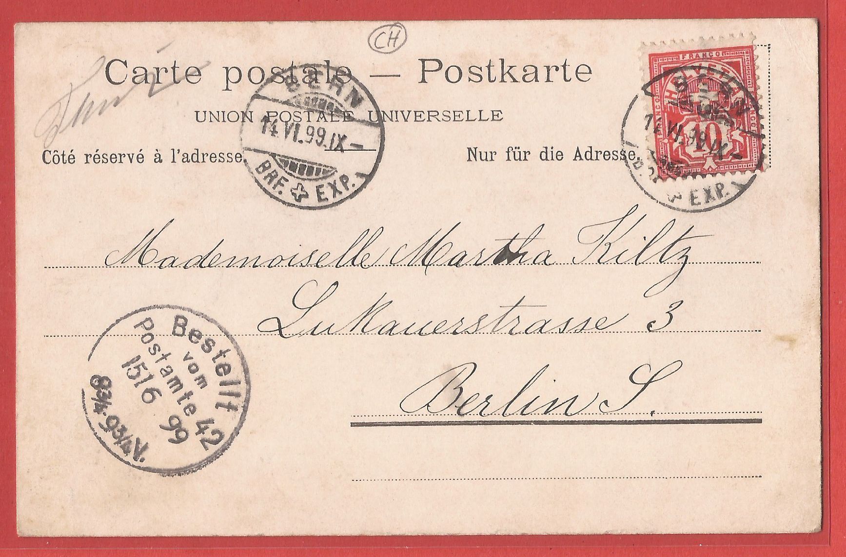 Cartoline postali: Thun mit Dampfschiff - Litho 1899 – Usato da Fislisbach venduto da Porano 1