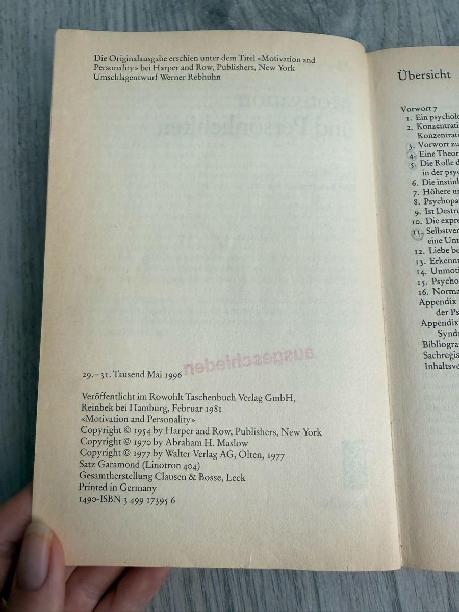 Libri: Motivation und Persönlichkeit - A. Maslow – Usato da Wald ZH venduto da 2kndPlant 2