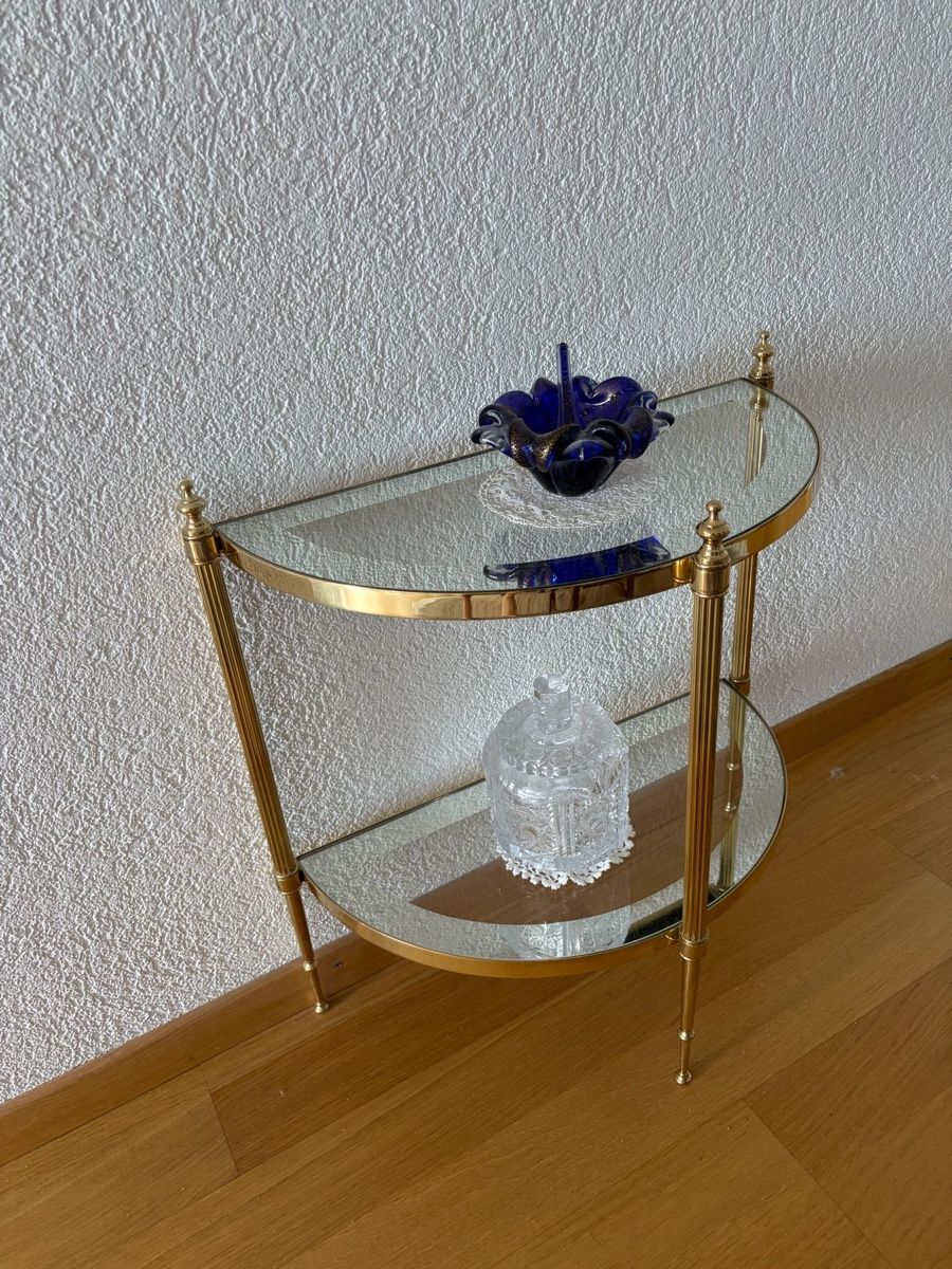 Tavoli: Beistelltisch halbrund, Bronze und Glas – Usato da Düdingen venduto da shoppingUA