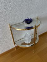 Beistelltisch halbrund, Bronze und Glas 