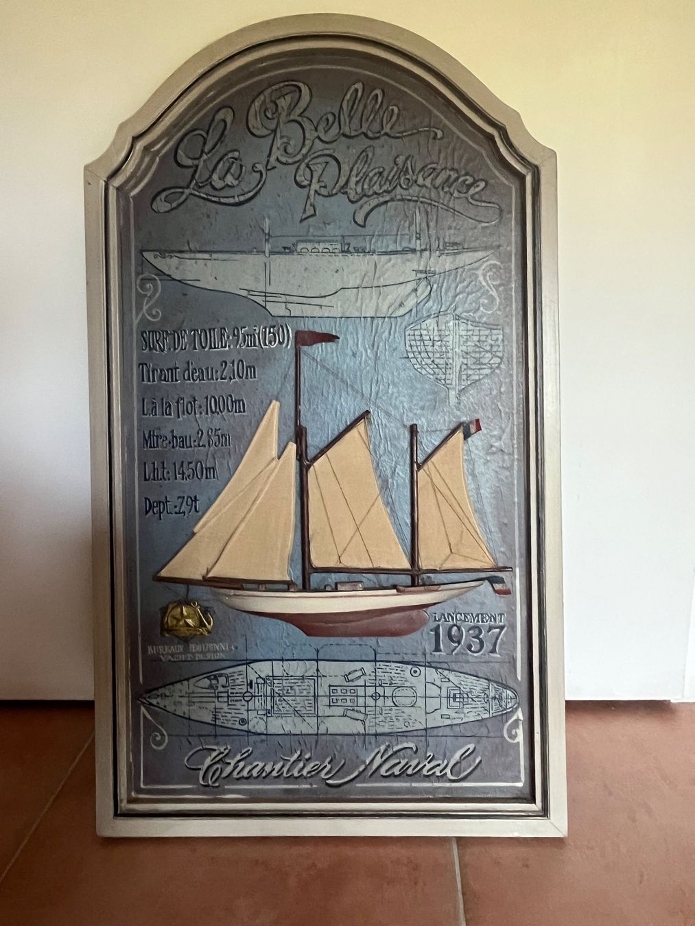 Poster & Bilder: Segelbootmodell auf bemaltem Holzrahmen – Gebraucht aus Zürich von star7671