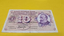 Seltene Schweizer 10 Franken Note, Serie 88 B, Bern 1973