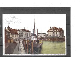 SG Gruss aus Rorschach 1901 Hafen mit Dampfschiff