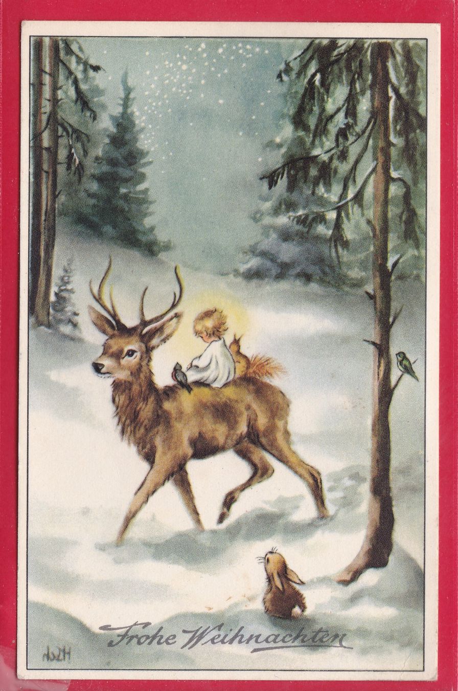 Cartoline postali: FROHE WEIHNACHTEN, 12.12.1958 – Usato da Oberrieden venduto da Gebirgsstelze