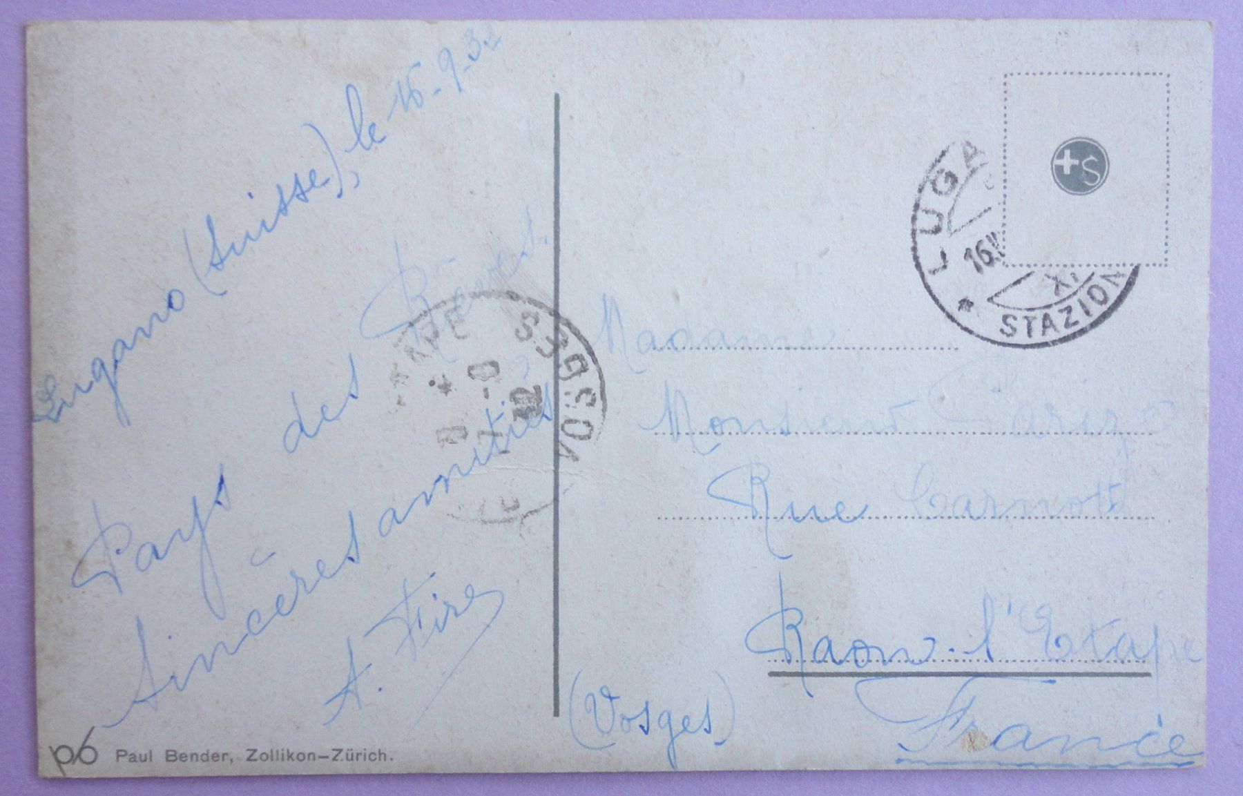 Cartoline postali: Lugano-Paradiso – Difettoso da Fétigny venduto da Billy2miny 1