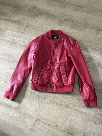 Pepe Jeans Bomberjacke Leder rot Grösse M Zustand gut