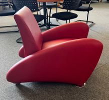 2x Fauteuils en cuir rouge, comme neuf