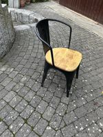 Metallstuhl mit Holz Sitzfläche schwarz used Look 45cm