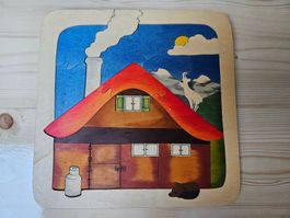 Holzpuzzle, 2 Schichten, toller Zustand, Handgemacht 30x30cm