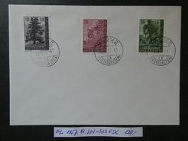 FL 1957 Nr. 301-303 FDC