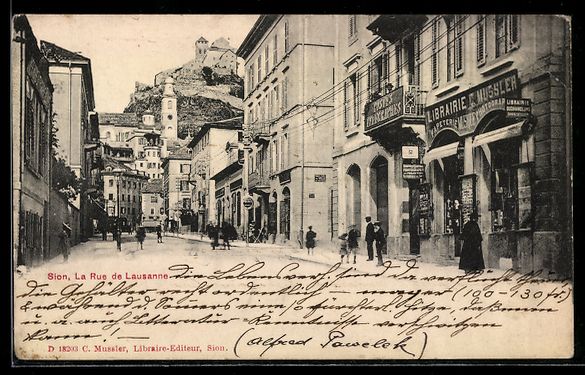 Cartoline postali: AK Sion, La Rue de Lausanne – Usato da Berlin venduto da bartko-reher