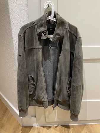 Superdry suede leather jacket grey size M