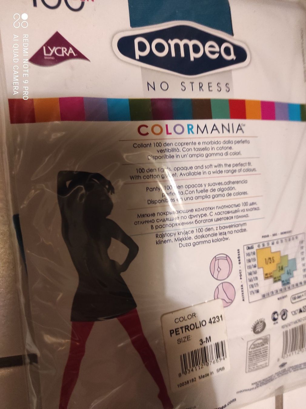 Strümpfe & Strumpfhosen: Collants couleur pétrole 100 Den - Taille M – Neu und originalverpackt aus Porrentruy von Olifante 4