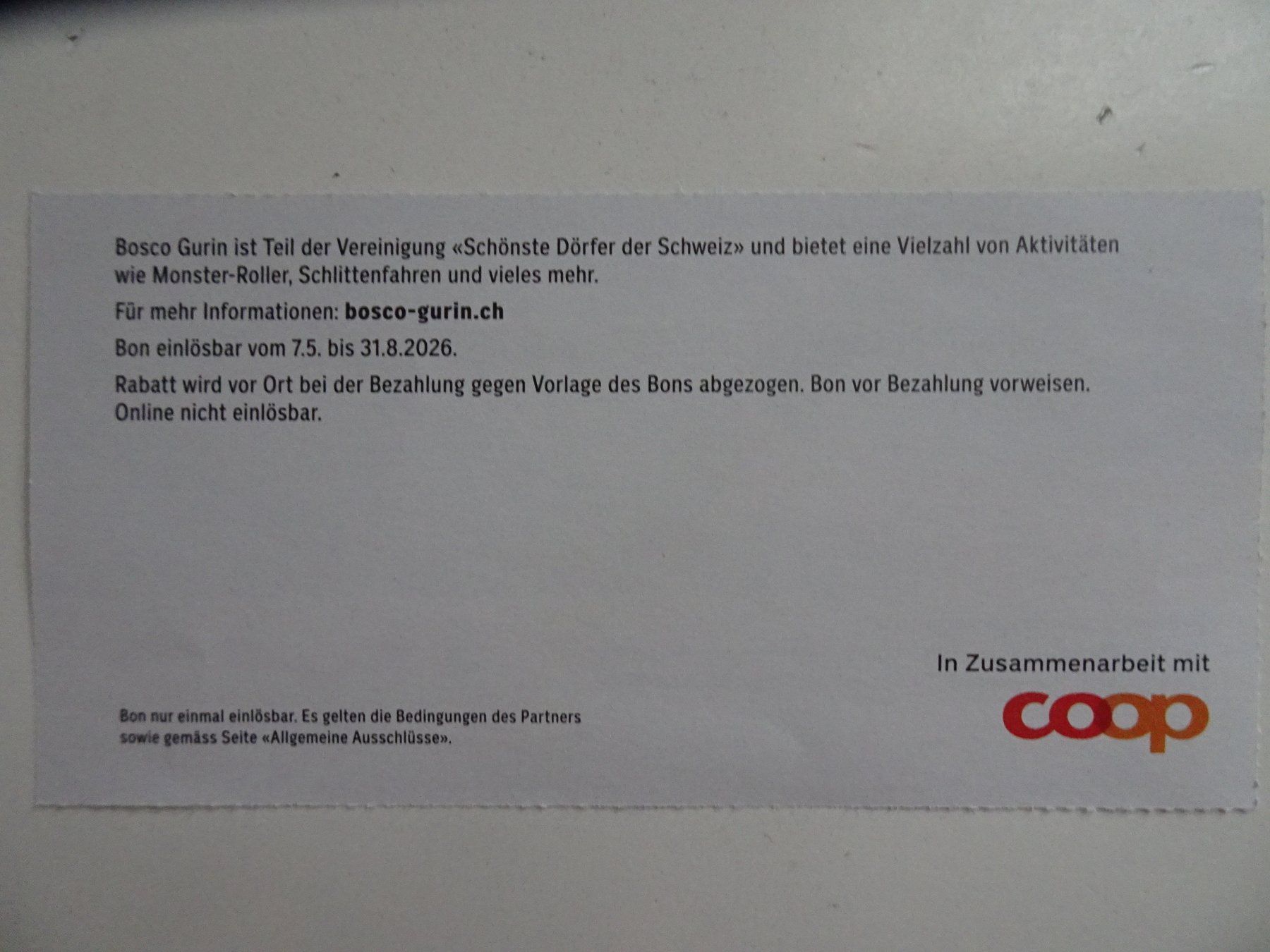 Buoni: Bon 30% Rabatt Bergbahnen Bosco Gurin – Nuovo (secondo la descrizione) da Winkel venduto da rsuzh 1