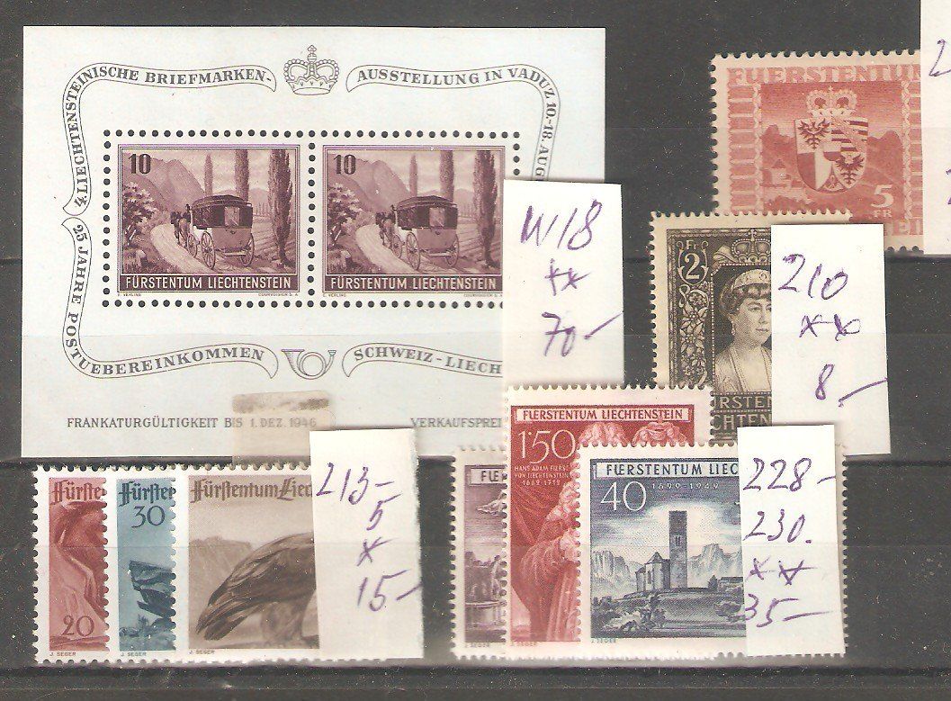 Alle Briefmarken: FL Los 5 Ausgaben neu – Neu (gemäss Beschreibung) aus Lausanne von Whorvath