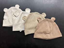 4 Baby Mützen H&M mit Bärenohren, Grösse 74/80