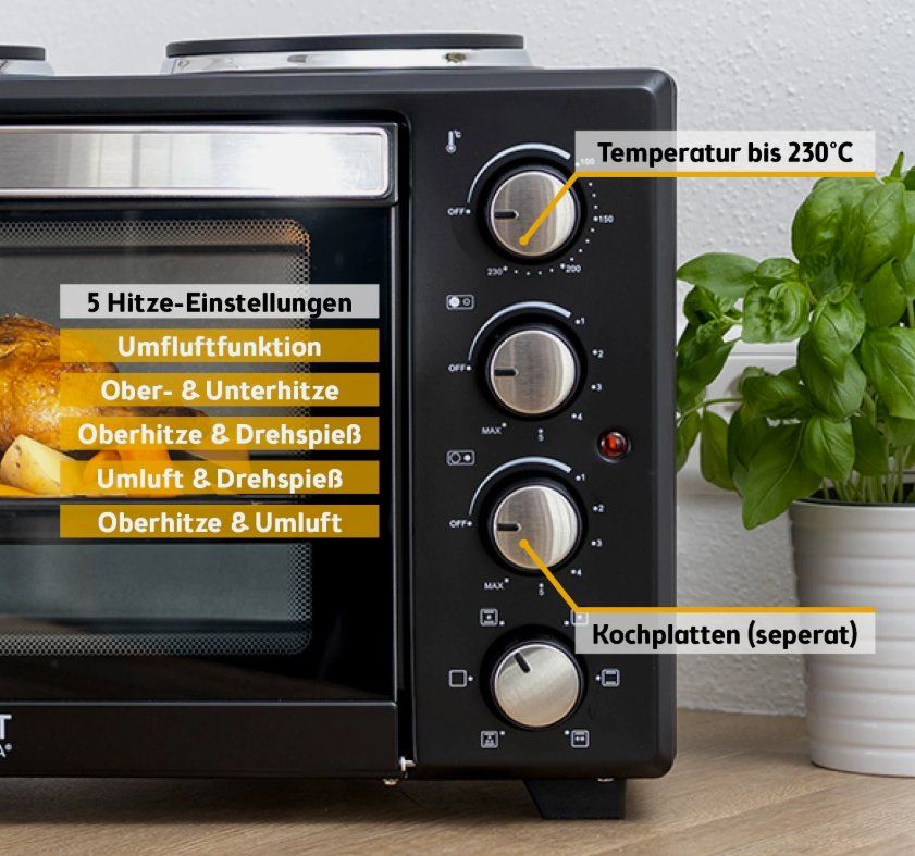 Forni: Minibackofen mit Kochplatten 60L 3400W – Nuovo e nell'imballaggio originale da Amriswil venduto da JaJa-Express 4