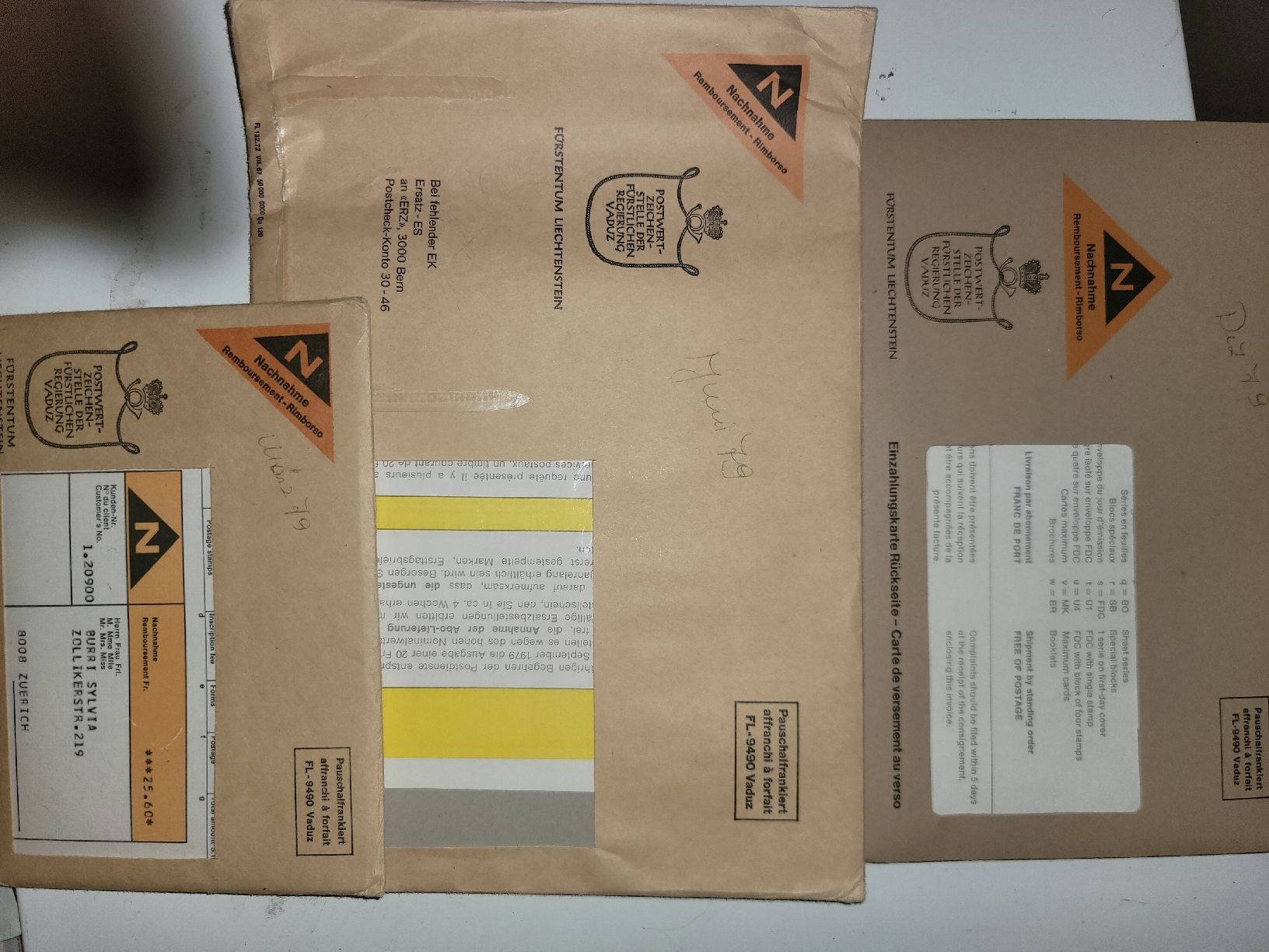 Tutti i francobolli: 5 Pack, Briefe Postwertzeichenstelle Vaduz, Liechtenstein – Nuovo (secondo la descrizione) da Zollikerberg venduto da Nice_Name 9