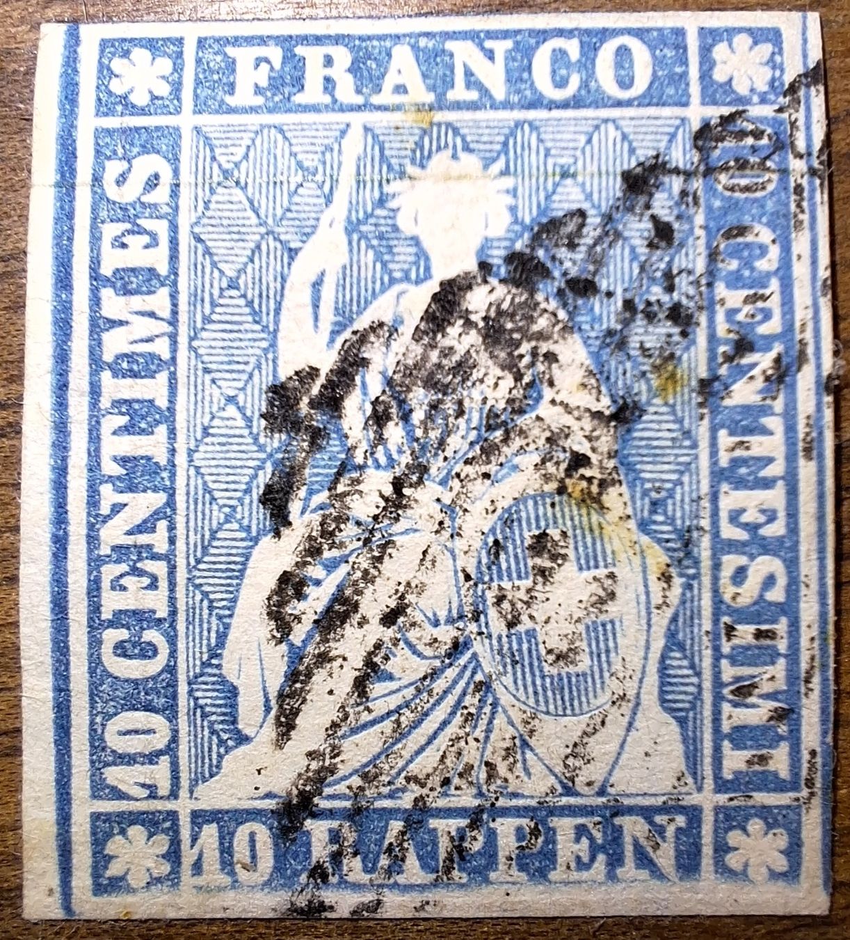 Tutti i francobolli: Strubel 23B Kat. 160.- – Usato da Balgach venduto da SIMEON27