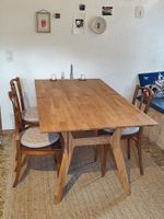 Table à manger extensible en chêne massif : 90 x 170-210 cm