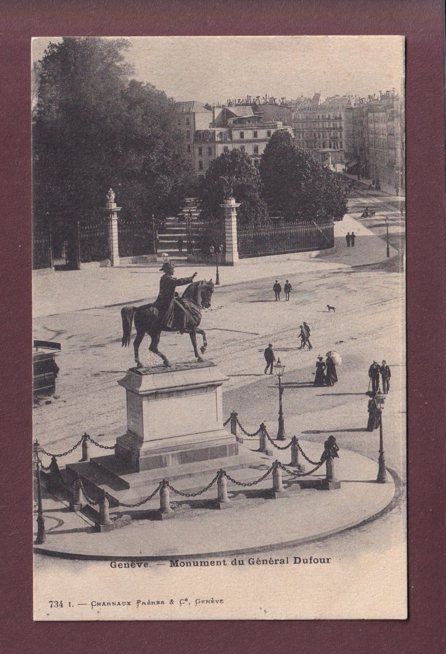 Ansichtskarten: GENEVE - Monument Général Dufour – Gebraucht aus Pully von nicecards