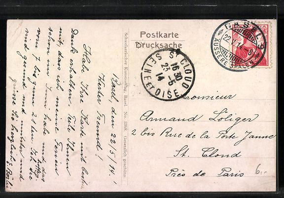 Cartoline postali: AK Basel, Pauluskirche, 1914 – Usato da Berlin venduto da bartko-reher 1