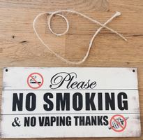 No smoking & no vaping - Holzschild  (neu/OVP)