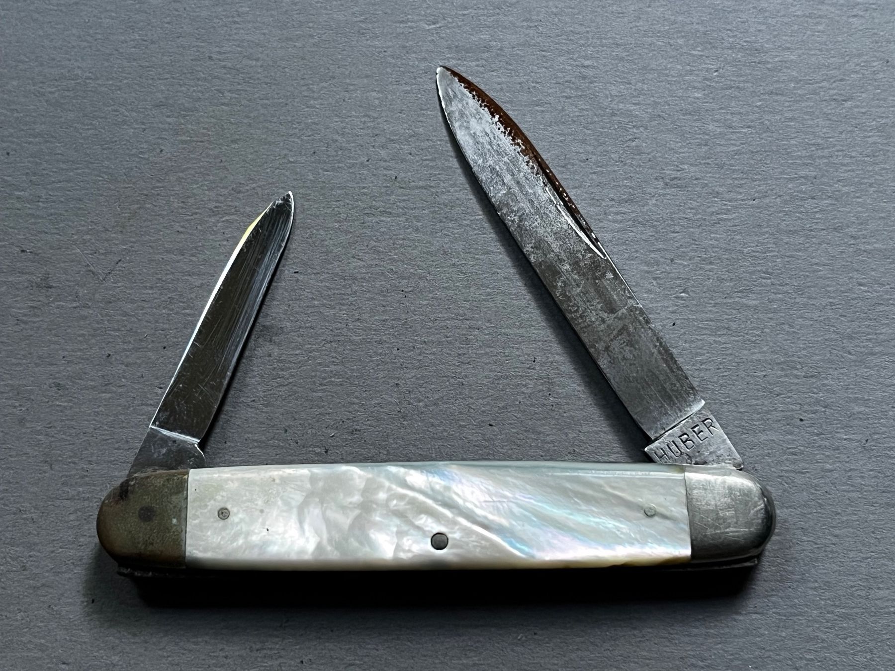 Coltelli tascabile: Altes HUBER Perlmutt Sackmesser 78 mm - selten – Usato da Zürich venduto da FV.vintage