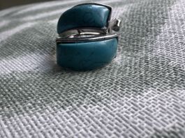 Boucles d'Oreilles Demi-Créoles en Argent 925 et Turquoise -