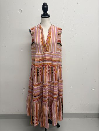 Devotion Midikleid Gr. S/M rot beige gemustert Kleid