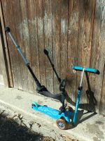 Micro Mini Scooter blau mit Sitz und Schiebestange