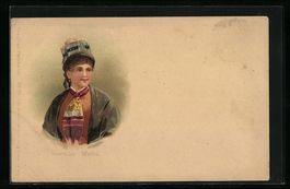 Litho Schweiz, Junge Frau aus dem Wallis