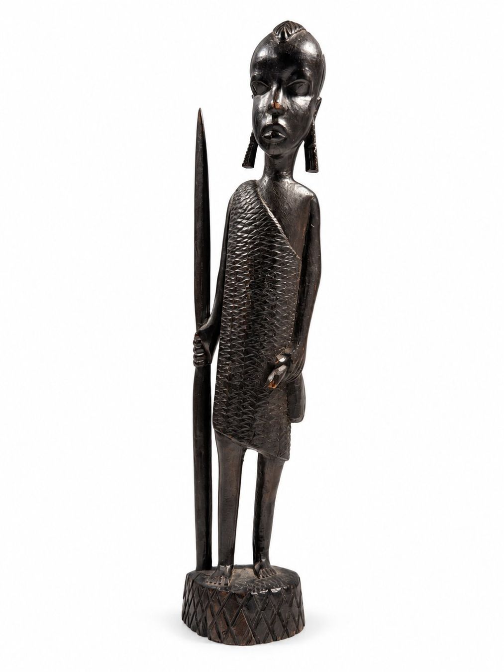 Sculptures & Statues: Dunkle geschnitzte Holzfigur mit langem Stab – D'occasion à Zollikerberg par lin_yc2n 5