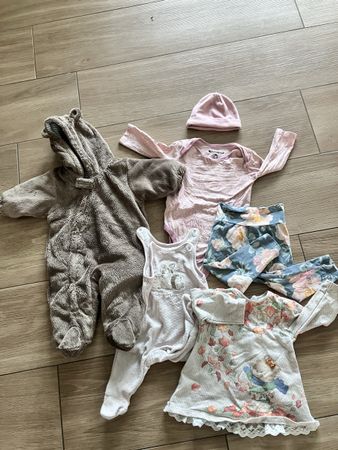 Babyset Mädchen Gr 62/68 Hose Strampler Mütze Body