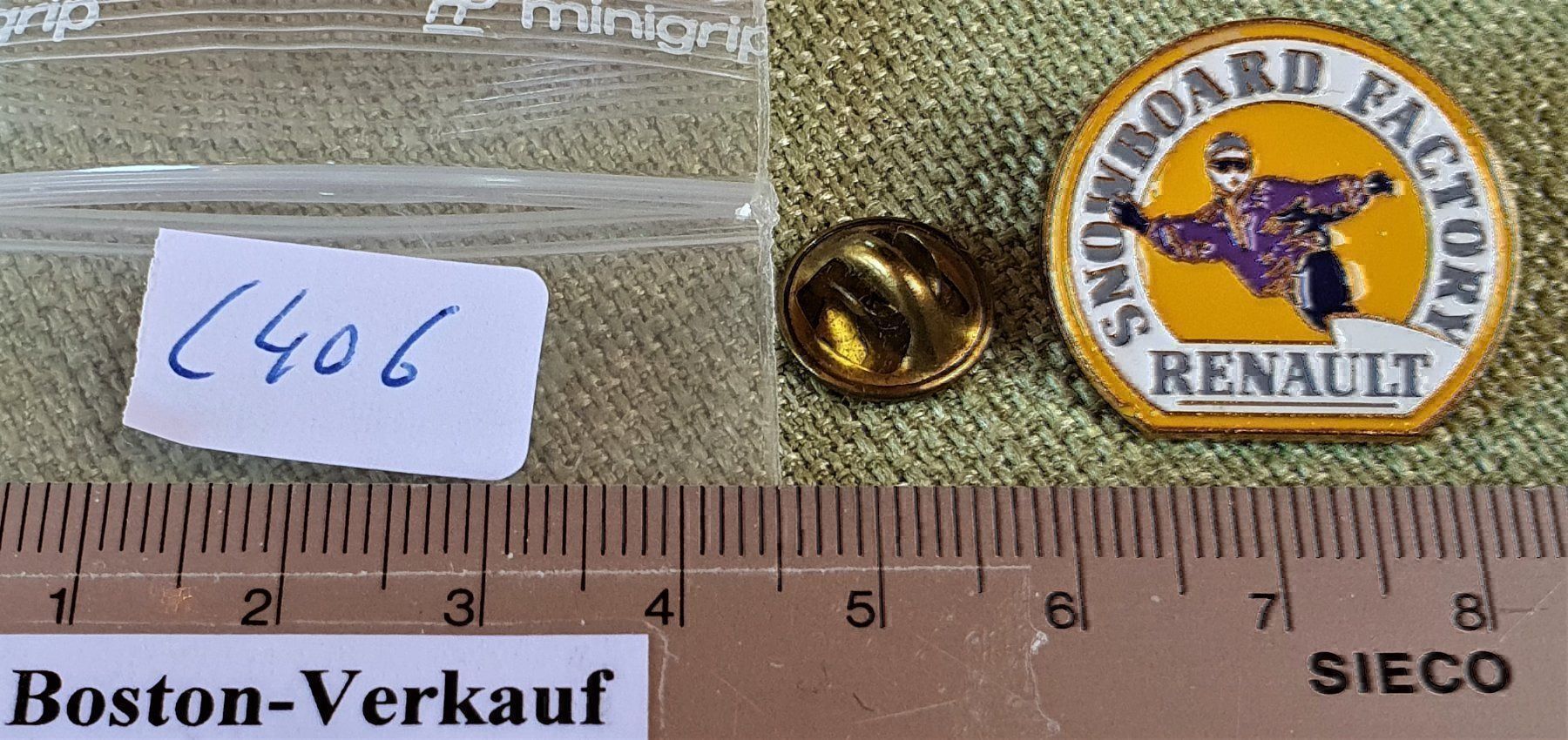 Placchette & Badge: C406 - Pin Renault Snowboard Factory – Usato da Reinach BL venduto da Boston-Verkauf 2