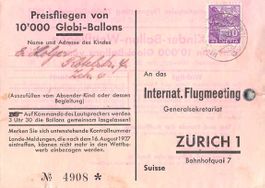 GLOBI Ballonflug vom FLUGMEETING Zürich 1937 NIEDERHELFENSCH