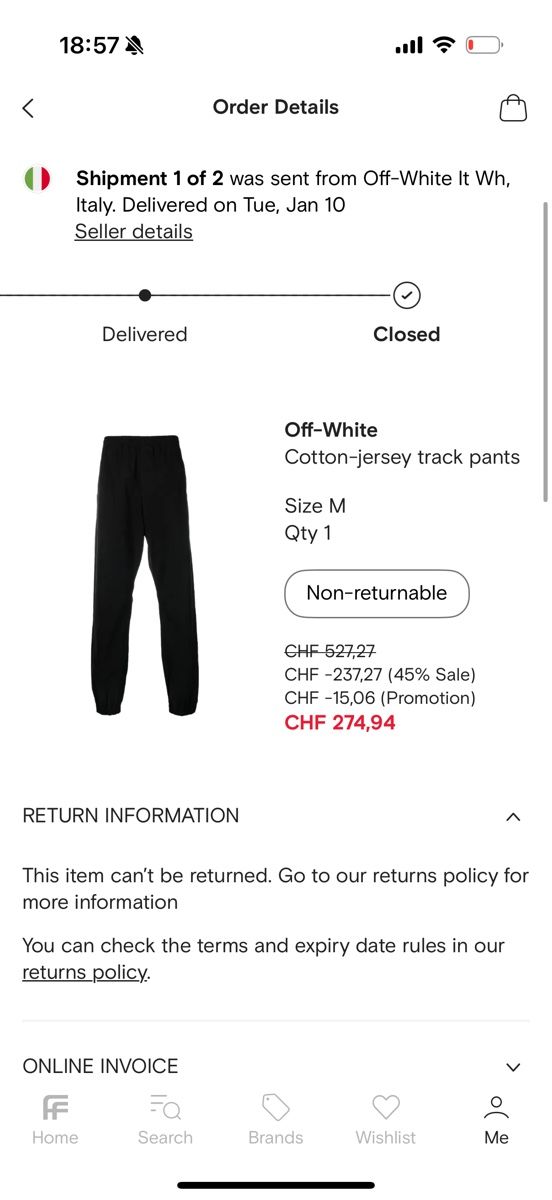 Off-White Pantaloni: Off white cotton jersey track pants M  – Usato da Giubiasco venduto da Darkemperor 4