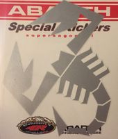 Abarth Skorpion Aufkleber Sticker ca.15.5cm in Silber NEU