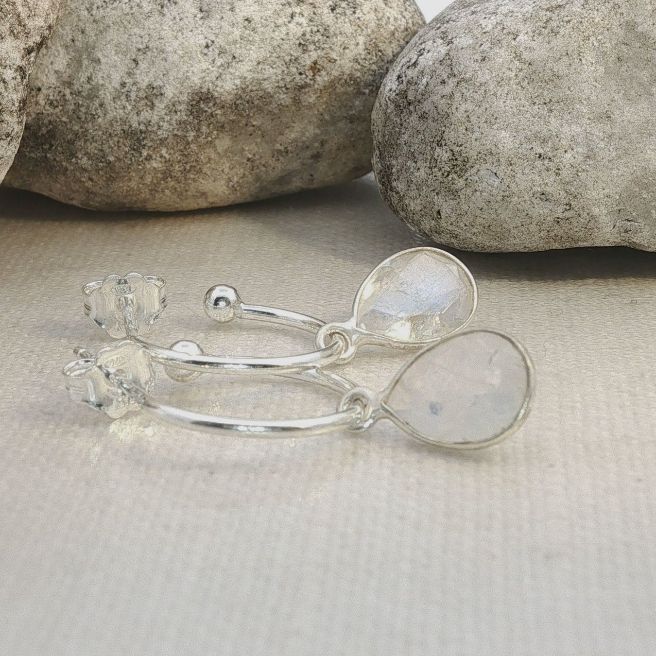 Olga Ribler Ohrringe & -stecker: Sterling Silber 925 Halbcreolen mit Mondstein – Neu (gemäss Beschreibung) aus Luzern von Schmuckoutlet 3
