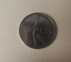 Italienische Münze 50 Lire 1977 Republik Italien, selten