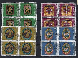 Pro Patria Viererblocks gestempelt   15142