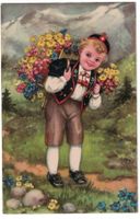 Bub in Tracht, Künstlerkarte, datiert 1946