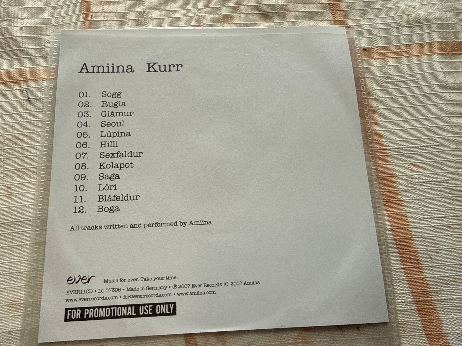 CD: Amiina Kurr Promotional CD – Usato da Schaffhausen venduto da D-MAC 1