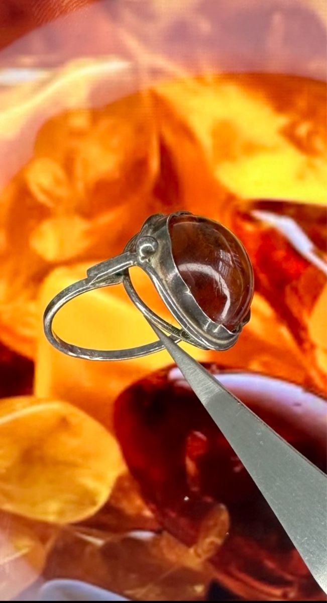 Anelli: Schöner Silberring mit Bernstein Gr. 59 – Usato da Untersiggenthal venduto da Jaymoni 1